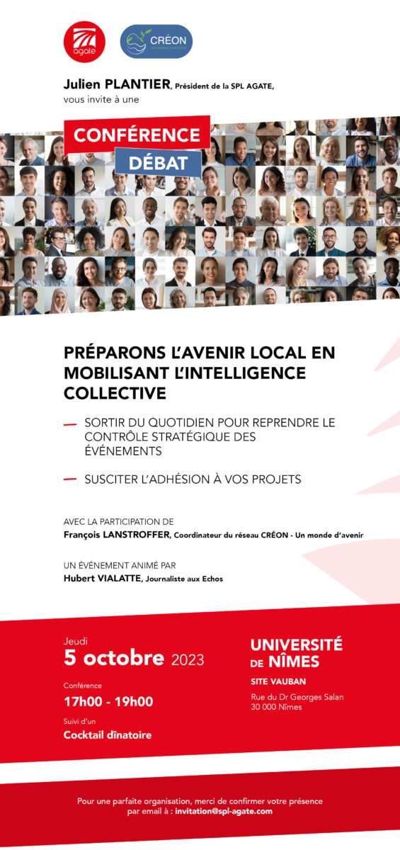 Invitation Conférence-Débat Créon : "Préparons l'avenir local en mobilisant l'intelligence collective". Jeudi 5 octobre